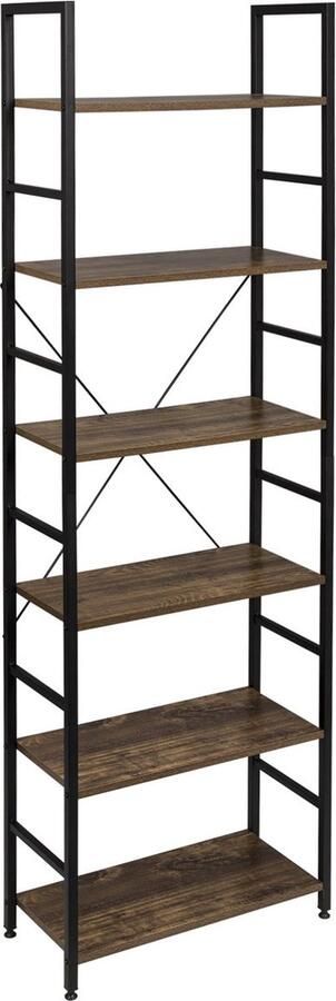 Dripio Boekenkast Industrieel 6 Lagen Bruin Zwart Boekenrek 60x28x180cm