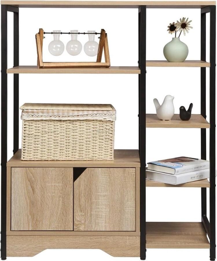 Dripio Boekenkast Industrieel 6 Lagen Oak Zwart Boekenrek 80x35x97cm