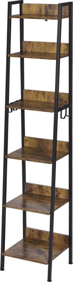 Dripio Boekenkast Industrieel 6 Lagen Zwart Bruin Boekenrek Hout Metaal