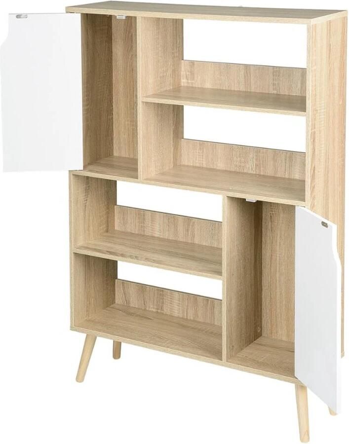 Dripio Boekenkast Industrieel 6 Vakken 2 Deuren Wit 30x24x158.5cm