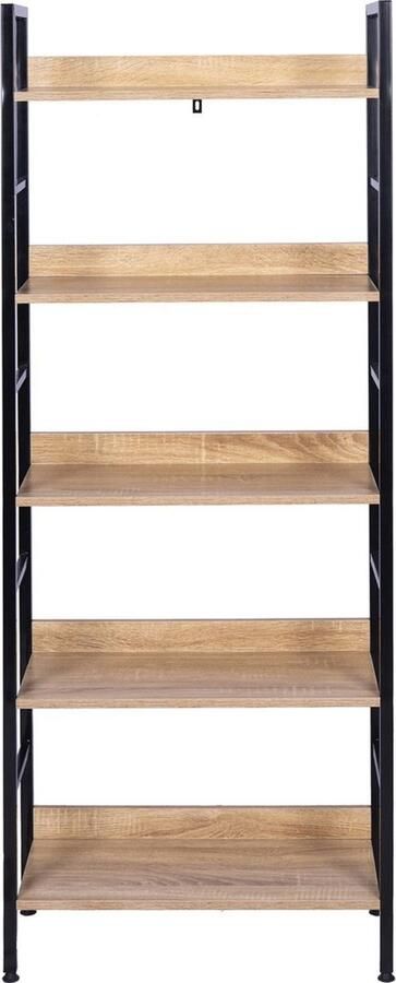 Dripio Boekenkast Kantoor 5 Planken Vintage Zwart Oak 60x27.5x126cm