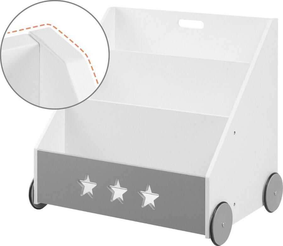 Dripio Boekenkast kinderen speelgoedkast opbergkast wit stevige houten constructie modern & compact 43x58x60 cm