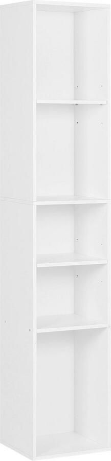 Dripio Boekenkast met 5 vakken strak & modern design stevige MDF vakkenkast stijlvol wit 30x26x151 cm