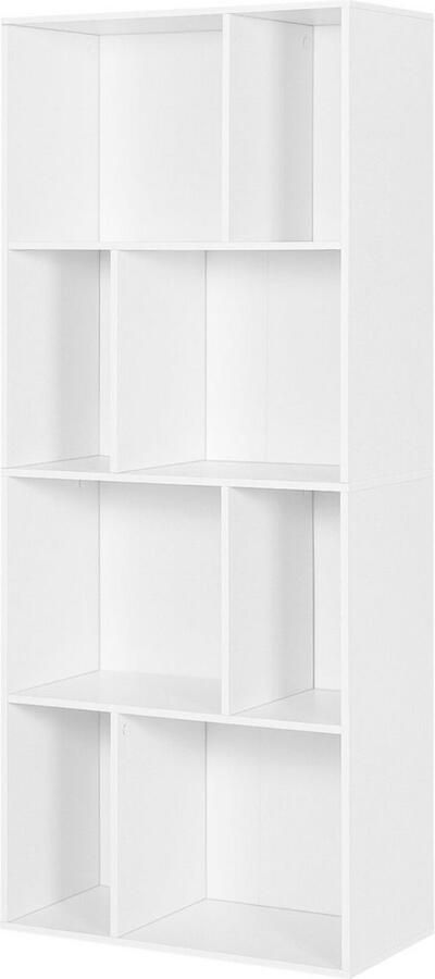 Dripio Boekenkast met 8 vakken stijlvolle opbergkast stevige MDF vakkenkast modern wit design 60x29x143 cm