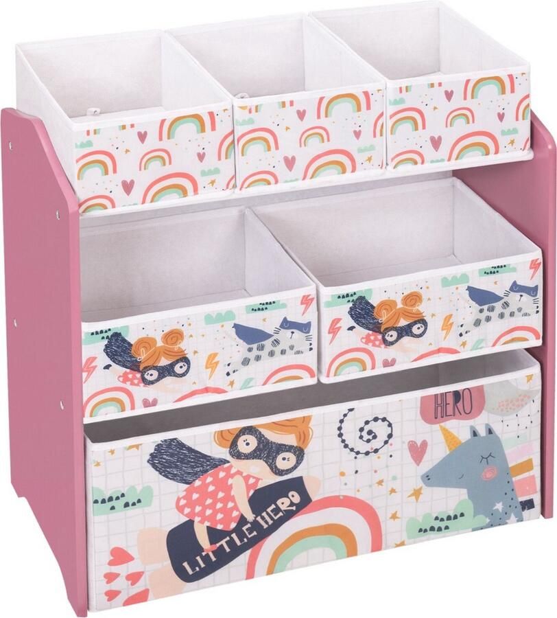 Dripio Boekenkast voor kinderen speelse opbergkast stevige & kindvriendelijke constructie trendy roze 63x30x60 cm