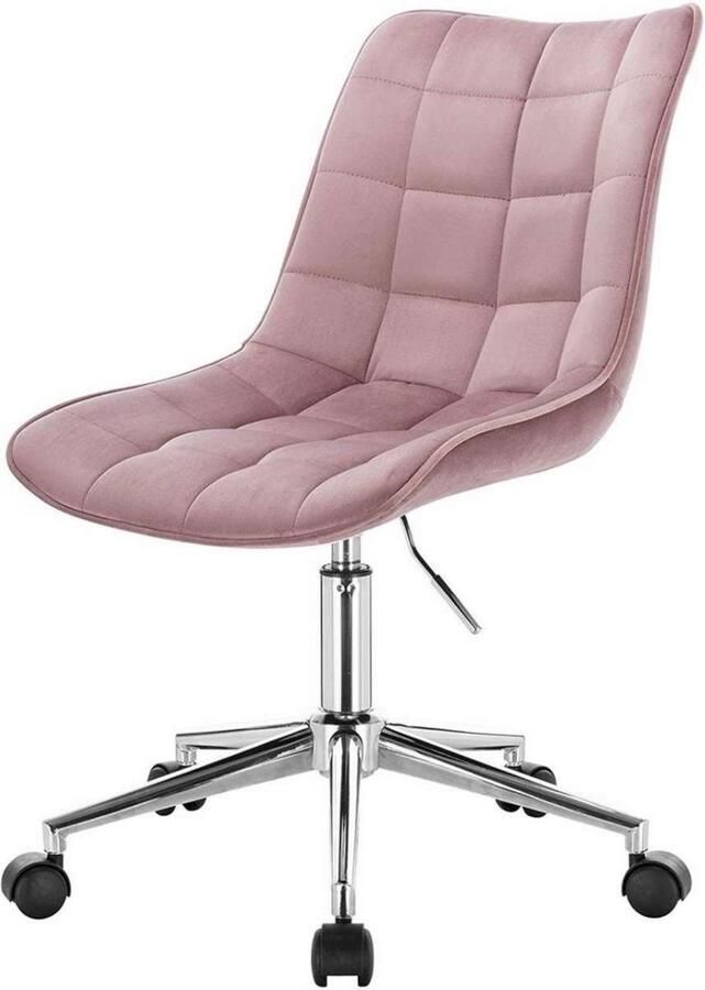 Dripio Bureaustoel velvet luxe & stijlvol stevig metalen frame verstelbaar & draaibaar roze fluweel