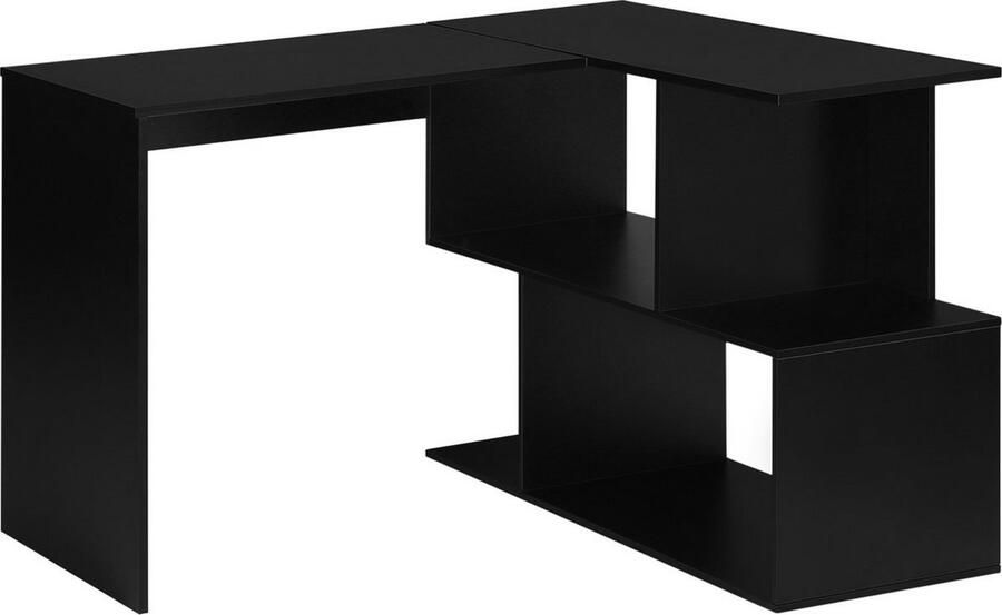 Dripio Design bureau hoekbureau met opbergruimte modern & strak stevig spaanplaat & hout zwart