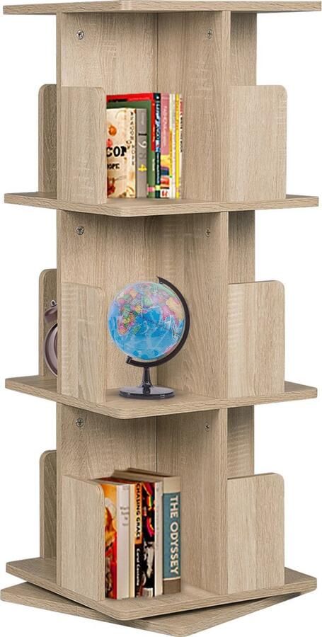 Dripio Draaibare Boekenkast 3 Lagen Oak 39x39x97cm Hout