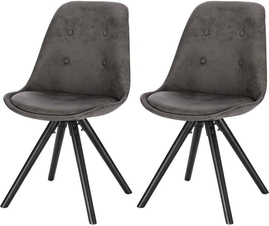 Dripio Eetkamerstoel Bezoekersstoel Antraciet stof Set van 2 Zithoogte 46cm