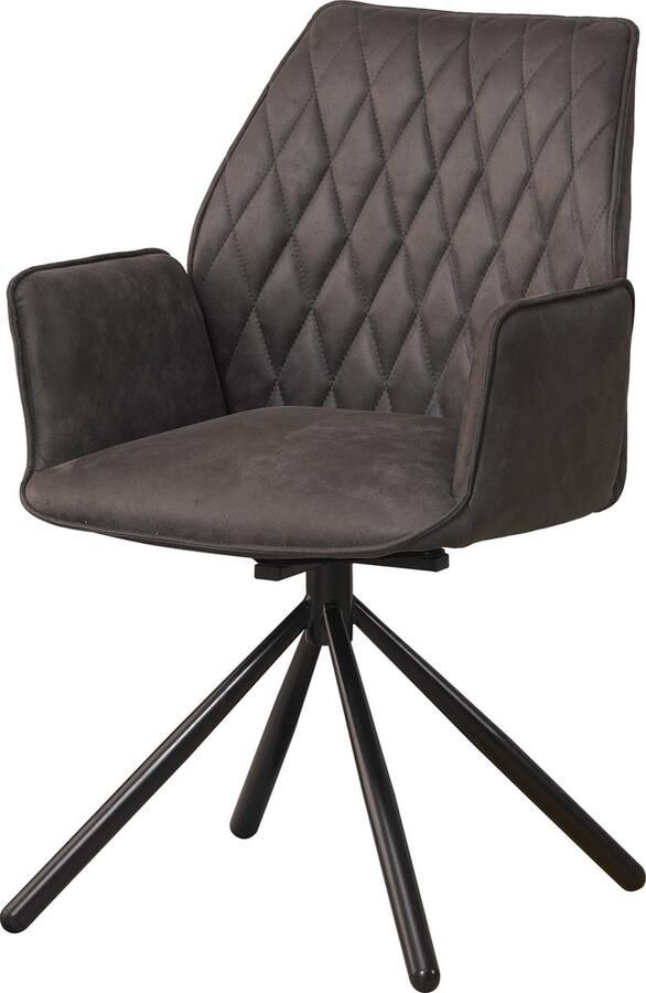 Dripio Eetkamerstoel industrieel Stoel antraciet Metalen poten Microvezel Set van 1 Zithoogte 49cm