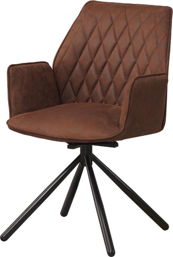 Dripio Eetkamerstoel Keukenstoel Metalen Poten Chenille Draaibaar Bruin
