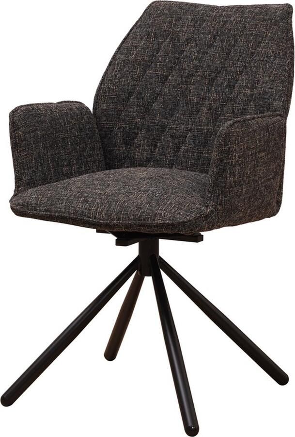 Dripio Eetkamerstoel Keukenstoel Metalen Poten Chenille Zwart Draaibaar