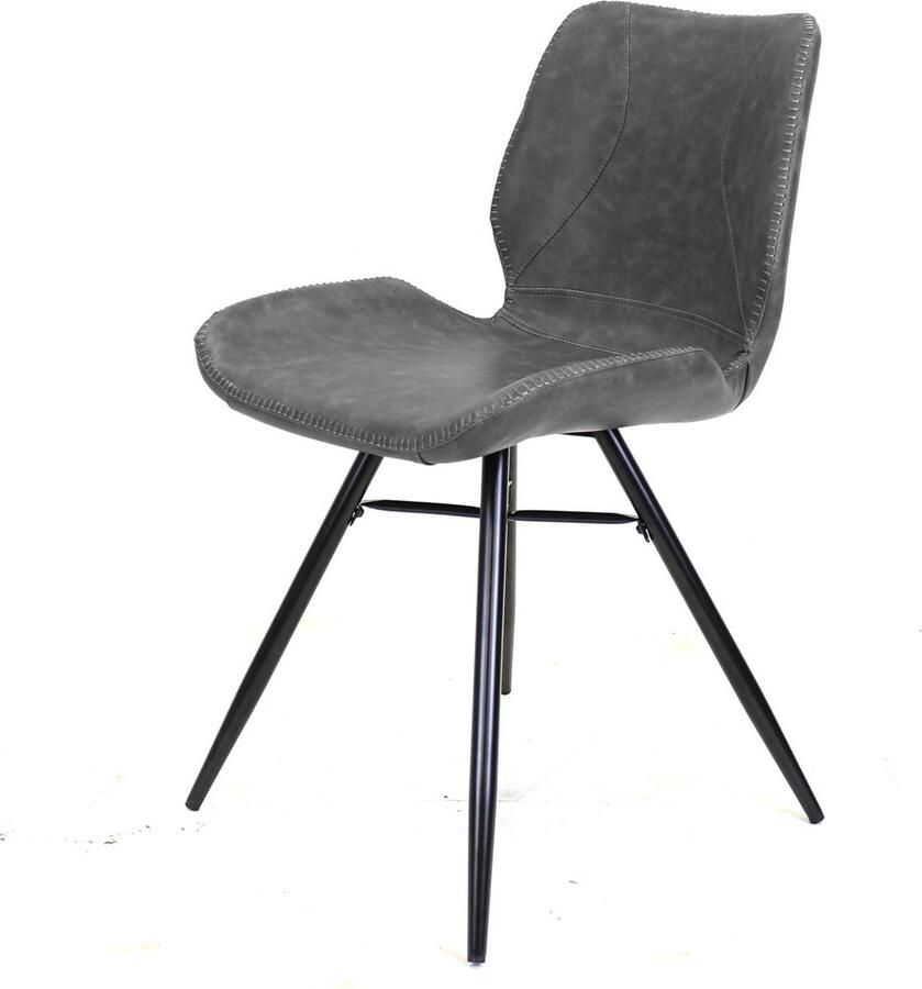 Dripio Eetkamerstoel Keukenstoel Metalen Poten Kunstleer Antraciet