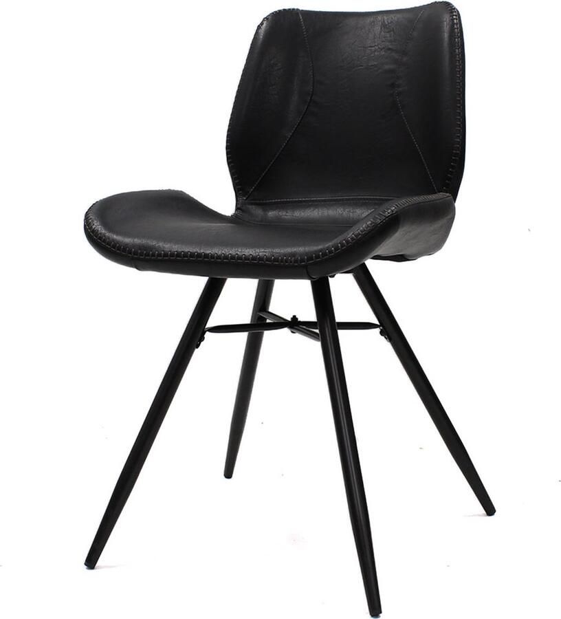 Dripio Eetkamerstoel Keukenstoel Stoel Metalen Poten Kunstleer Zwart