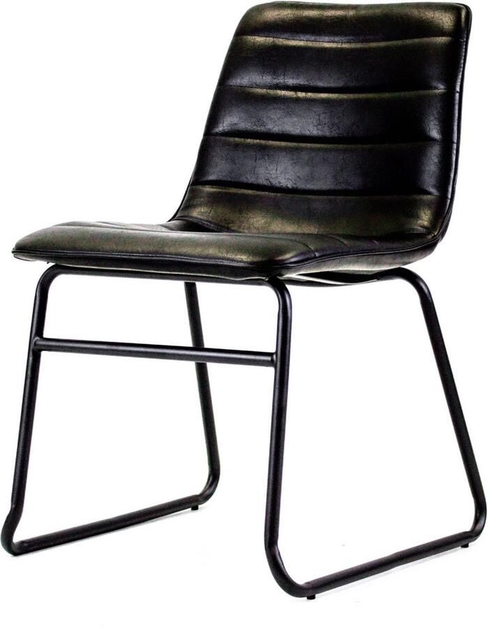 Dripio Eetkamerstoel set van 1 Kunstleer Zwart Industrieel Eetkamerstoelen
