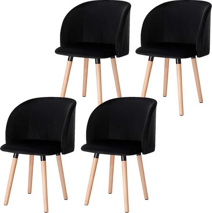 Dripio Eetkamerstoel Stoelen set van 4 Velvet zwart Met armleuning Vergaderstoel Zithoogte 47cm
