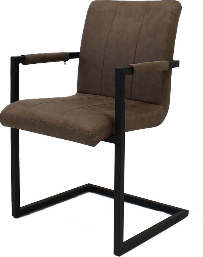 Dripio Eetkamerstoel Taupe microvezel Metalen poten set van 1 Zithoogte 46cm