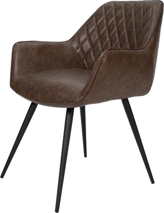 Dripio Eetkamerstoel Taupe Stoel Kunstleer Metalen poten Set van 1 Zithoogte 49cm