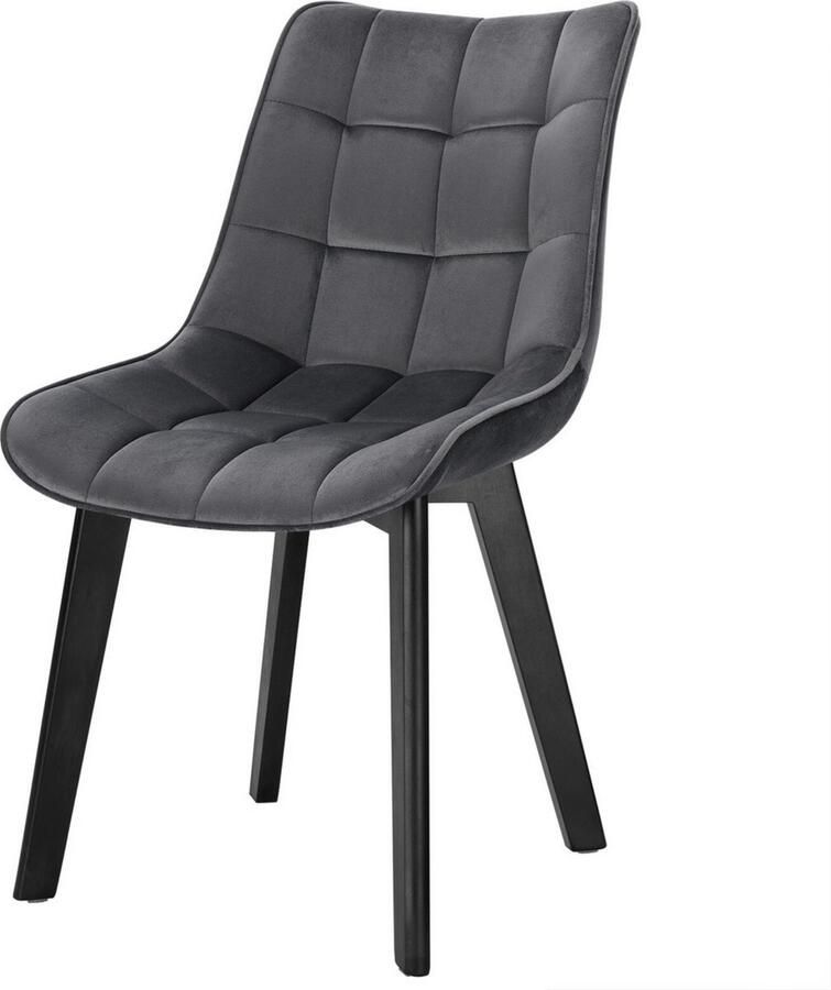 Dripio Eetkamerstoel velvet kuipstoel ergonomisch gevormd elegant & stevig tijdloos grijs 45x42x83 cm