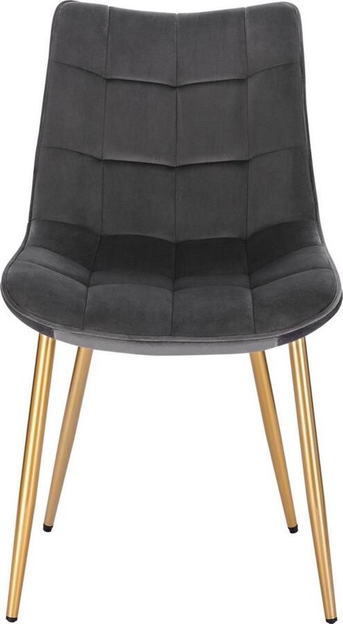 Dripio Eetkamerstoelen set van 2 ergonomisch velvet luxe uitstraling stijlvol & comfortabel elegant grijs 46.5x42x82 cm