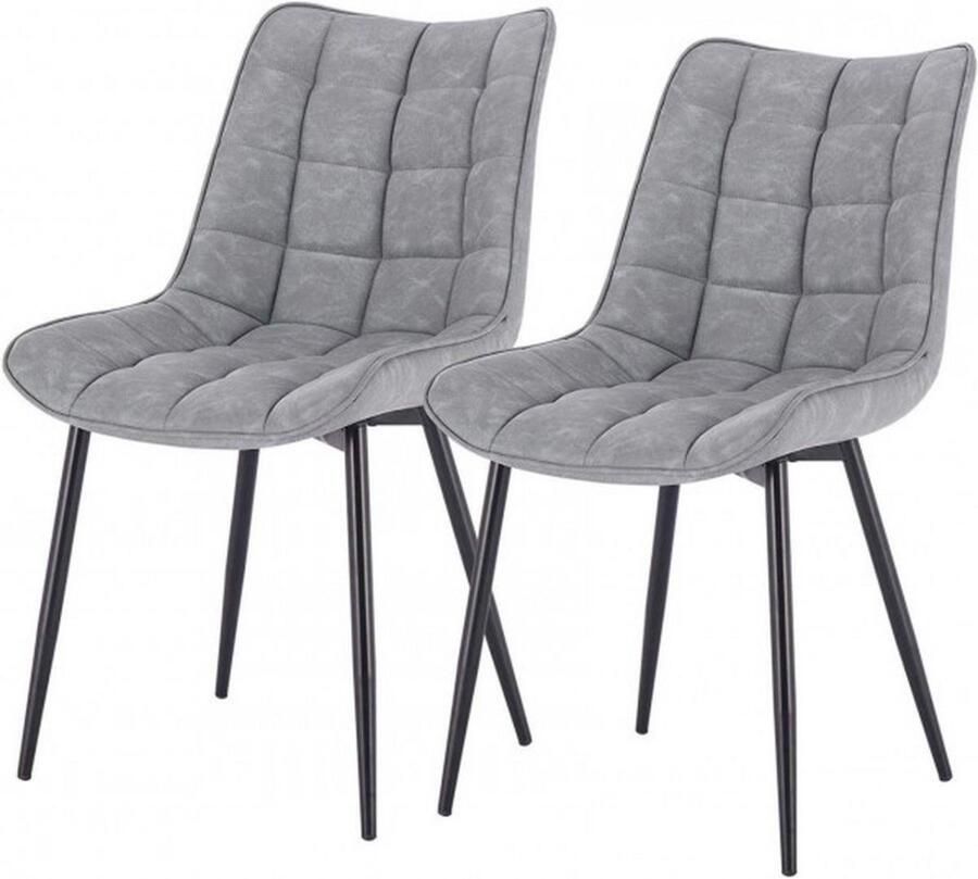 Dripio Eetkamerstoelen set van 2 kunstleer premium kwaliteit modern design lichtgrijs