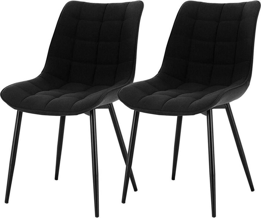 Dripio Eetkamerstoelen set van 2 premium kwaliteit linnen comfortabel & robuust elegant zwart