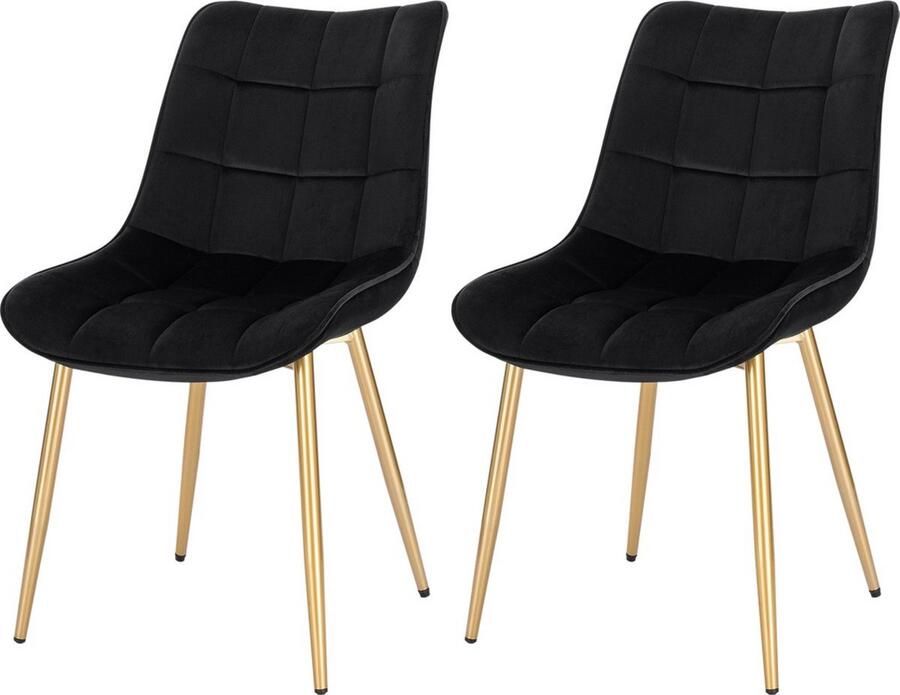 Dripio Eetkamerstoelen set van 2 velvet ergonomisch gevormd tijdloos design klassiek zwart 46.5x42x82 cm