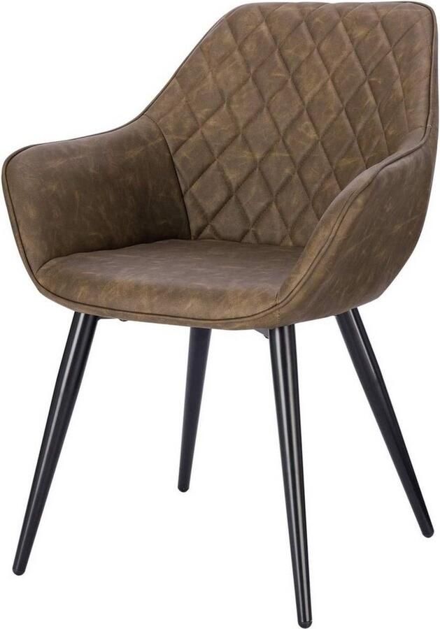 Dripio Ergonomische eetkamerstoel met armleuning stevig & comfortabel tijdloos design donkerbruin leer
