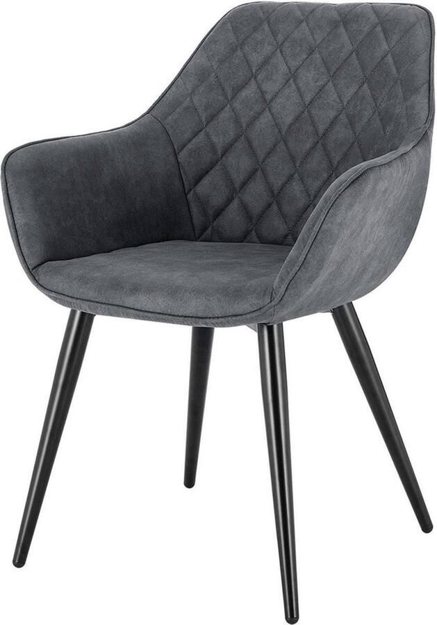 Dripio Ergonomische eetkamerstoel met armleuning stijlvol & tijdloos zachte & robuuste stof grijs