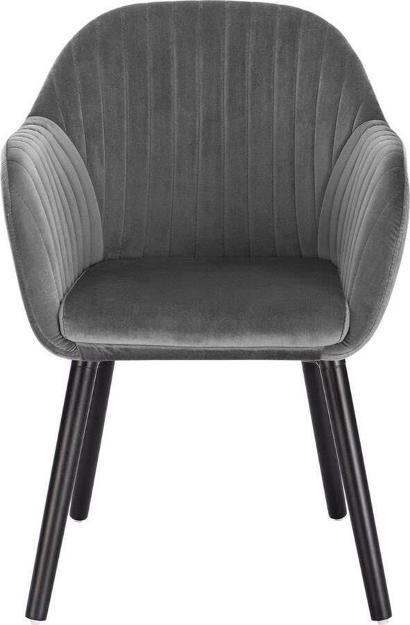 Dripio Gestoffeerde eetkamerstoel velvet kuipstoel modern & comfortabel stevig onderstel stijlvol donkergrijs 50x42x81 cm