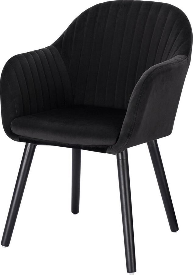 Dripio Gestoffeerde eetkamerstoel velvet kuipstoel robuust & comfortabel tijdloos design klassiek zwart 50x42x81 cm