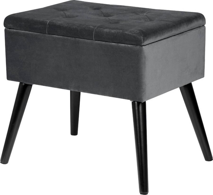 Dripio Grote poef met opbergruimte praktisch & stevig multifunctioneel design modern donkergrijs 50x35x45 cm