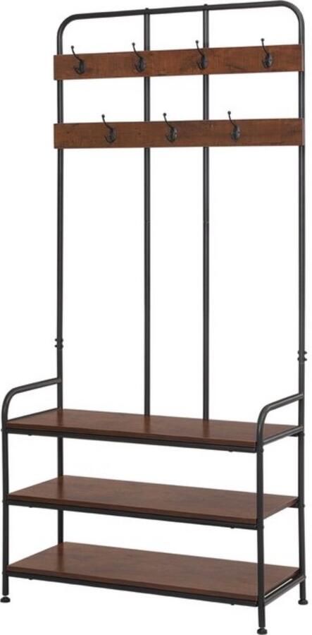 Dripio Houten kapstok met schoenenrek gangkast met opbergruimte multifunctioneel & modern licht eik wit 84x180x36 cm