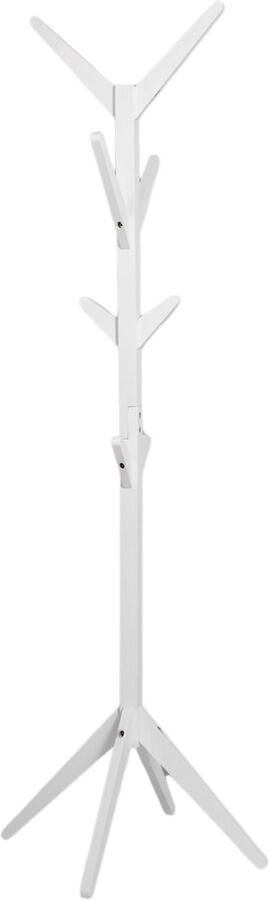 Dripio Houten kapstok staand model stevig & praktisch met 8 haken strak wit design 180 cm hoog