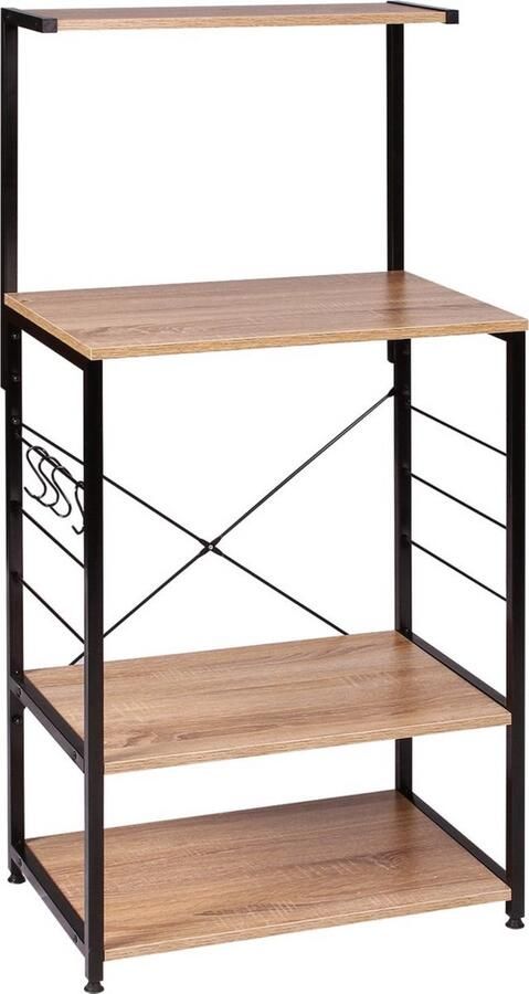 Dripio Houten keukenkast open wandkast ruim & stijlvol stevig MDF modern licht eiken 60x40x123 cm