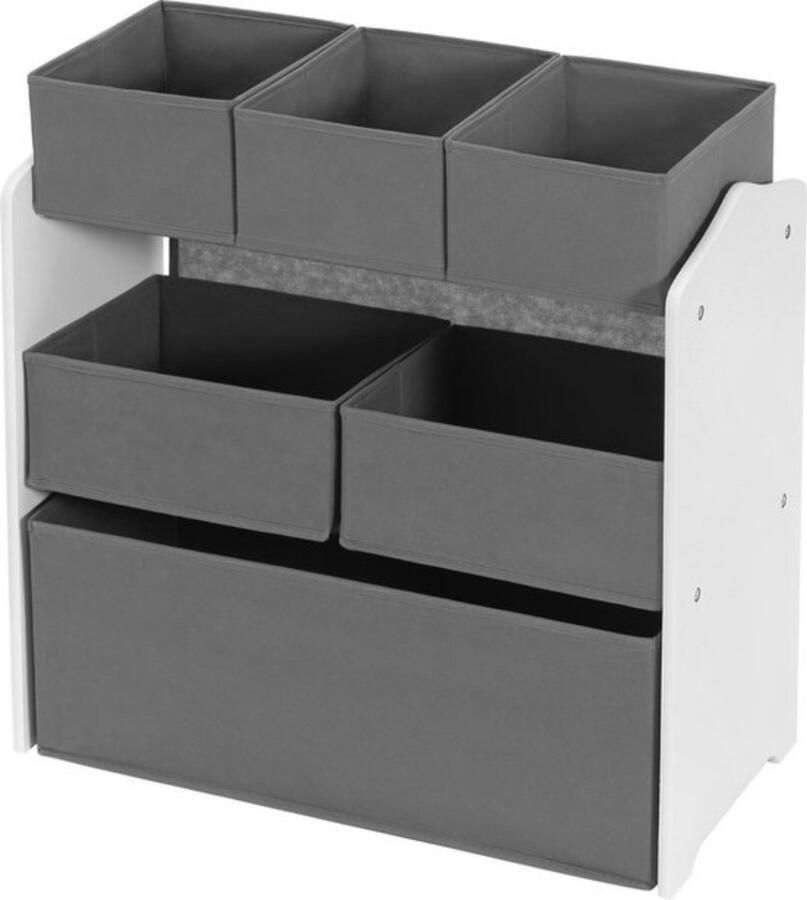 Dripio Kinderkast opbergkast met 6 vakken stevig MDF praktisch & stijlvol modern design grijs wit 63x39.5x60 cm