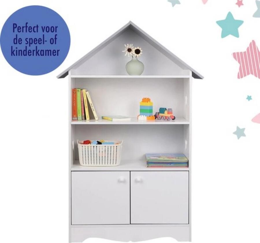 Dripio Kinderkast opbergkast ruime opbergruimte met deuren stevige MDF constructie ideaal voor kinderkamer wit 115x62x28.3 cm