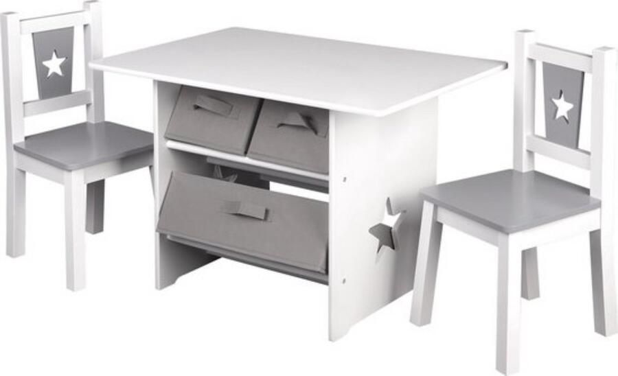 Dripio Kindertafel & stoeltjes kindermeubelset stevig grijs hout voor peuters & kleuters multifunctioneel en stijlvol