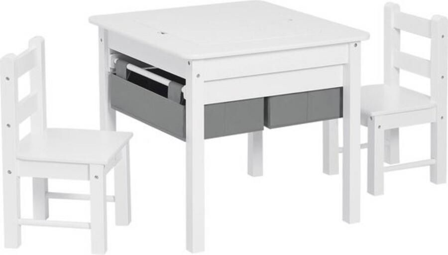Dripio Kindertafel met 2 stoeltjes robuuste MDF constructie modern & speels past in elke kinderkamer veilig en praktisch wit