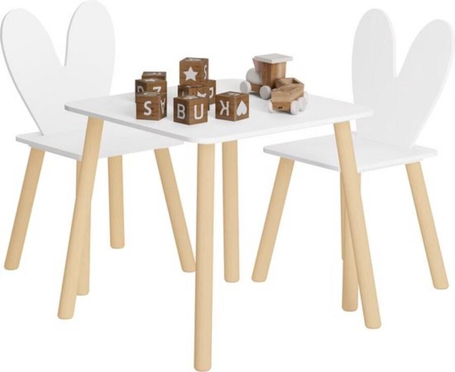 Dripio Kindertafel met 2 stoeltjes stevig MDF & hout stijlvol Scandinavisch design ideaal voor kinderopvang & thuisgebruik