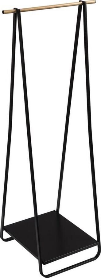 Dripio Kledingrek metaal stevige kapstok industrieel ontwerp met houten details stijlvol & praktisch zwart 45x54x141 cm