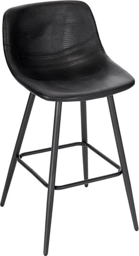 Dripio Kunstlederen barkruk ergonomische vorm met rugsteun stevig & stijlvol geschikt voor keuken of bar modern zwart