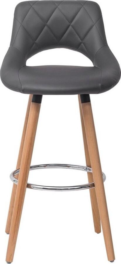 Dripio Kunstlederen barkruk met rugleuning ergonomisch gevormd landelijk & modern stevig metalen frame donkergrijs