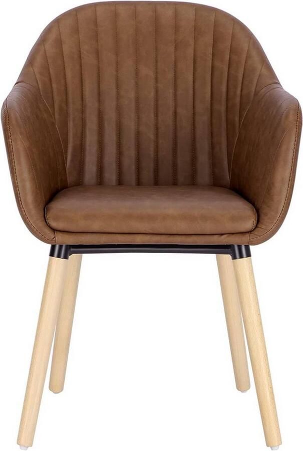 Dripio Kunstlederen eetkamerstoelen luxe uitstraling met armleuningen stevig & ergonomisch stijlvol design caramel