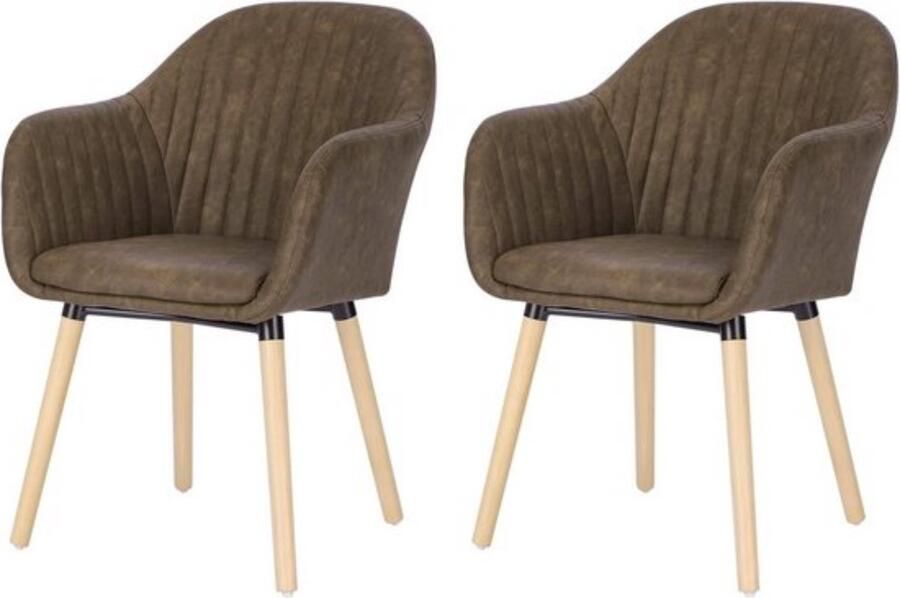 Dripio Kunstlederen eetkamerstoelen met armleuningen ergonomisch zitcomfort stevige constructie modern en stijlvol bruin