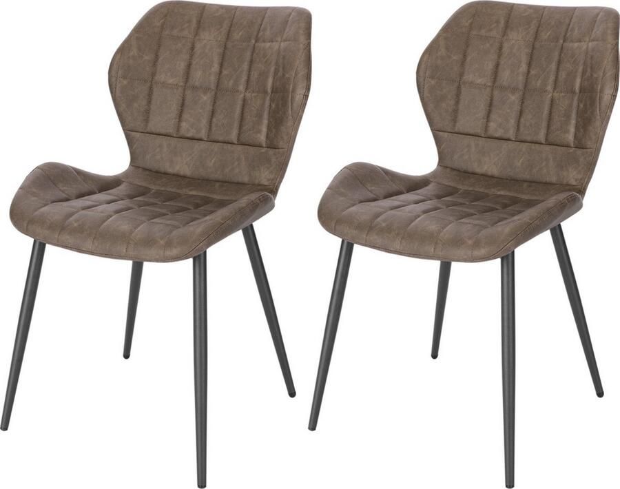 Dripio Kunstlederen eetkamerstoelen set van 2 ergonomisch & robuust stevige constructie stijlvol en modern donkerbruin