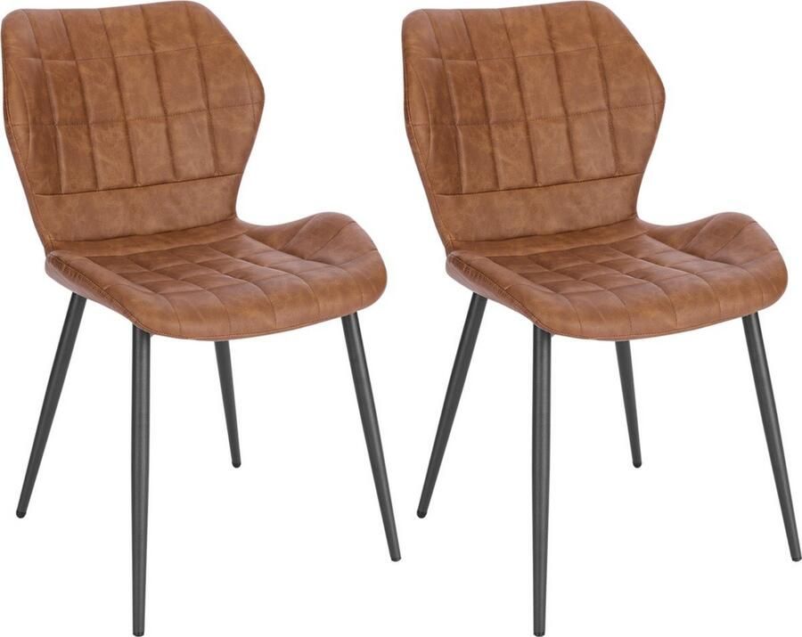 Dripio Kunstlederen eetkamerstoelen set van 2 ergonomisch & stevig modern design geschikt voor keuken & eetkamer lichtbruin