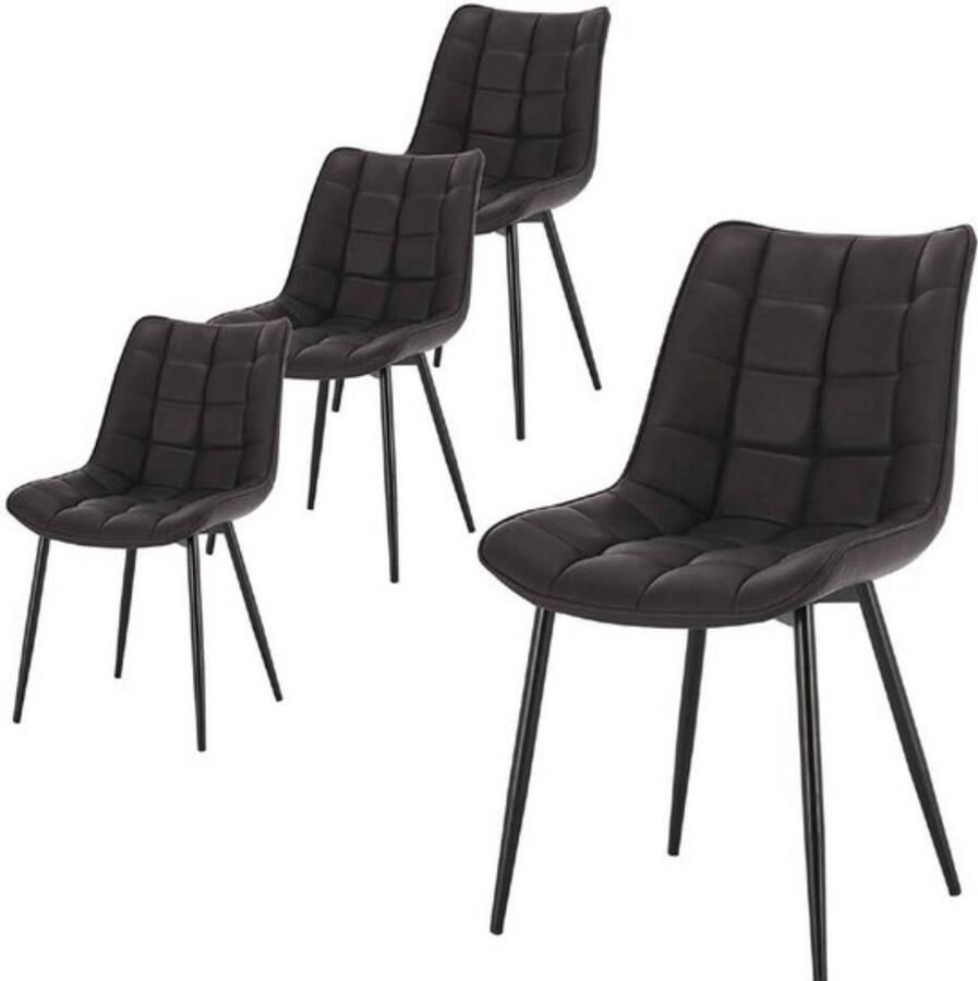 Dripio Kunstlederen eetkamerstoelen set van 4 ergonomisch & stijlvol stevig frame modern design ideaal voor eetruimte & woonkamer antraciet