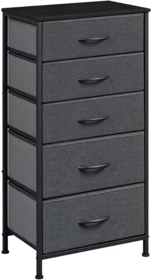 Zaltino Ladekast met 5 Lades Dressoir Organizer met Metalen Frame Voor Slaapkamer Woonkamer of Hal Stapelbare Kast Donkergrijs Lichtgewicht & Stevig 53x45x95 cm