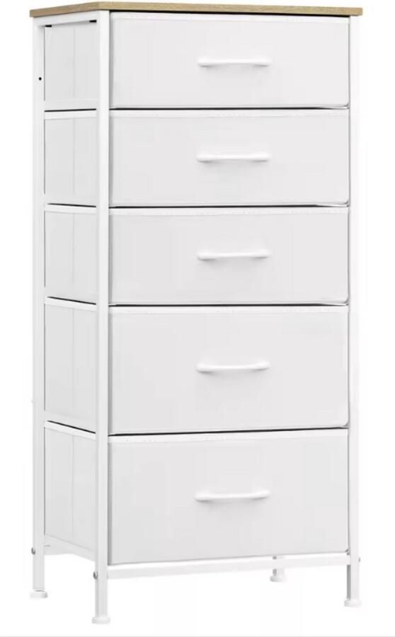 Dripio Ladekast met 5 Lades Dressoir Organizer met Metalen Frame Voor Slaapkamer Woonkamer of Hal Stapelbare Kast Grijs Lichtgewicht & Stevig 53x45x95 cm